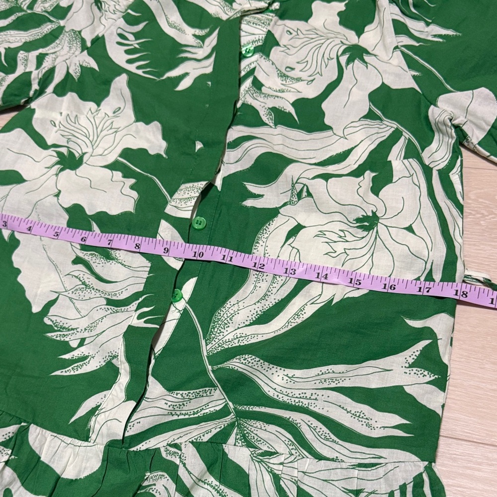 H&M Tropical Green and White Button Down Midi Dress - Picture 5 of 7